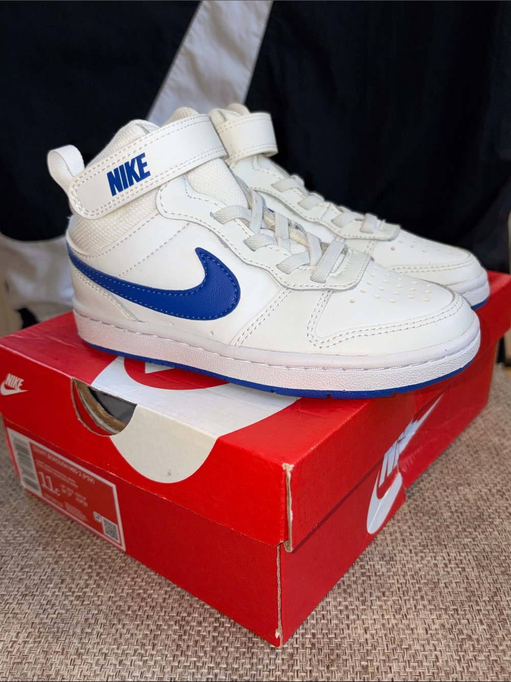 NIKE Court Borough Mid 2 Sneakers in PS 11c in Royal Blue & White